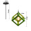 (Green) 1lt Square Metal Wired Frame Pendant Light Cube Ceiling Lamp 3