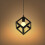 (Black) 1lt Square Metal Wired Frame Pendant Light Cube Ceiling Lamp 3