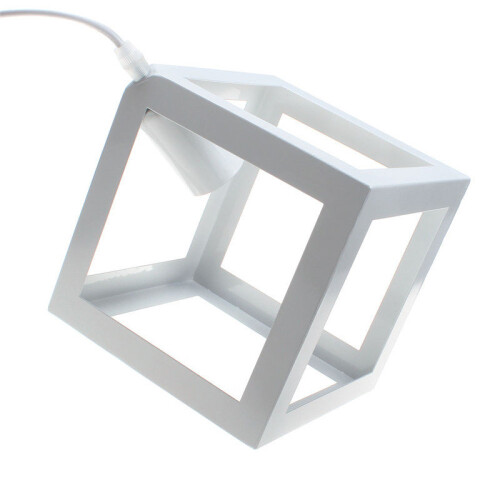 (White) 1lt Square Metal Wired Frame Pendant Light Cube Ceiling Lamp 2