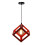 (Red) 1lt Square Metal Wired Frame Pendant Light Cube Ceiling Lamp 1