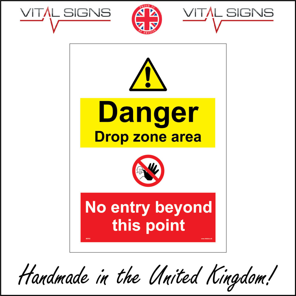 (300 x 400mm - 12 x 16, 10mm Extra Heavy Duty Foamex Foamboard) DANGER DROP ZONE AREA NO ENTRY BEYOND THIS POINT SIGN MU162 SAFETY STICKER RIGID