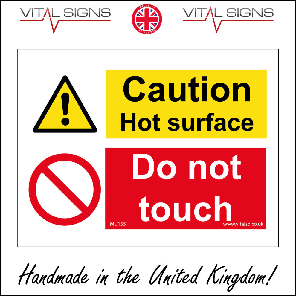 (300 x 200mm - 12 x 8, Magnetic - Vehicle Grade) CAUTION HOT SURFACE DO NOT TOUCH SIGN MU155 SAFETY STICKER RIGID-image-OPC-P5WZ8T7-NEW