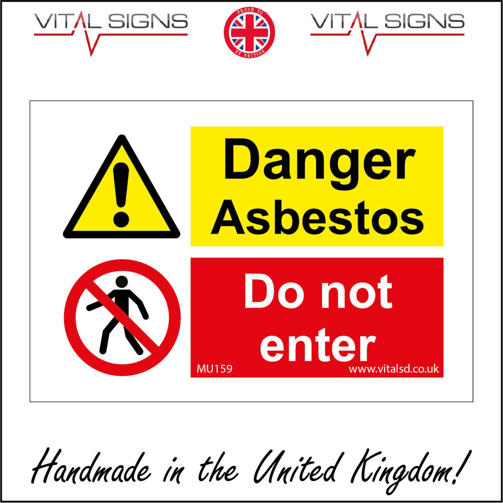 (150 x 100mm - 6 x 4, Sticker / Sav - White Background) DANGER ASBESTOS DO NOT ENTER SIGN MU159 SAFETY STICKER RIGID INDOOR OUTDOOR-image-OPC-P5WZ8WQ-NEW