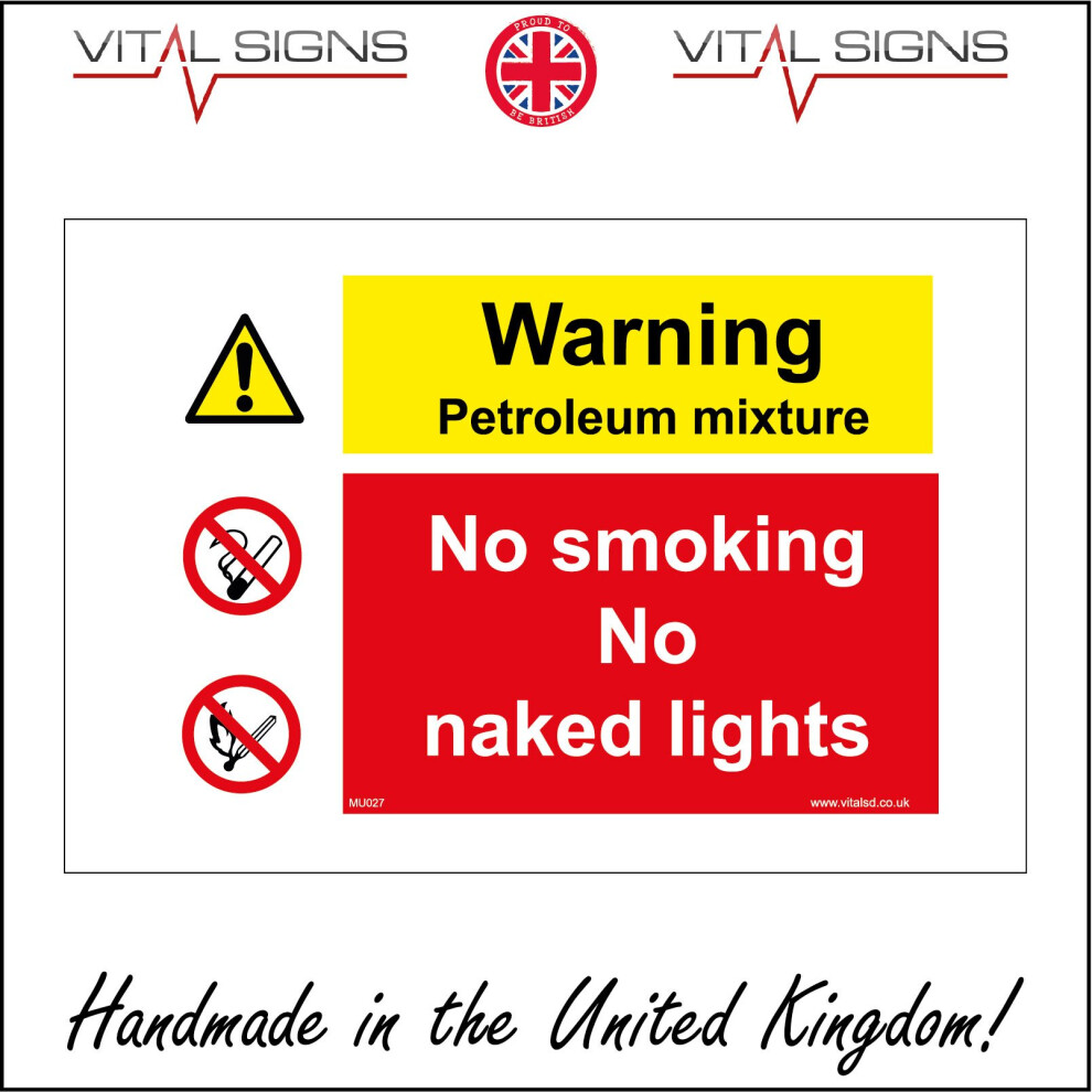 (600 x 450mm - 24 x 18, 10mm Extra Heavy Duty Foamex Foamboard) WARNING PETROLEUM MIXTURE NO SMOKING  SIGN MU027 SAFETY STICKER RIGID-image-OPC-P5WZB89-NEW
