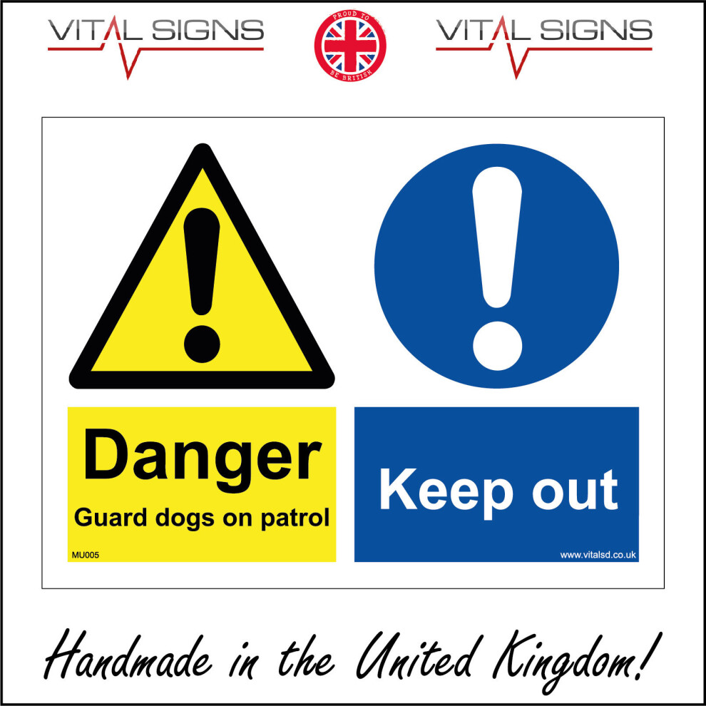 (200 x 150mm - 8 x 6, Dibond / Composite Aluminium) DANGER GUARD DOGS ON PATROL SIGN MU005 SAFETY STICKER RIGID INDOOR OUTDOOR-image-OPC-P5WYZT7-NEW