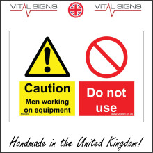 (200 x 150mm - 8 x 6, Sticker / Sav - White Background) CAUTION MEN WORKING ON EQUIPMENT DO NOT USE SIGN MU025 SAFETY STICKER RIGID