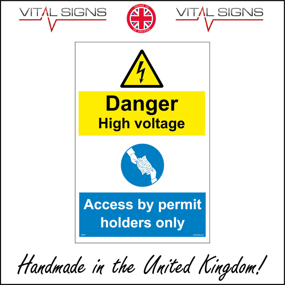 (200 x 300mm - 8 x 12, 5mm Heavy Duty Foamex Foamboard) MU217 Danger High Voltage Access By Permit Holders Only Electricity Safety Sign-image-OPC-P5WYY6Y-NEW