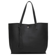 (Black) Women Shoulder Bag Tote Large Handbag Office Ladies Bags PU Leather