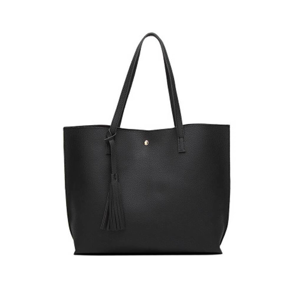 (Black) Women Shoulder Bag Tote Large Handbag Office Ladies Bags PU Leather