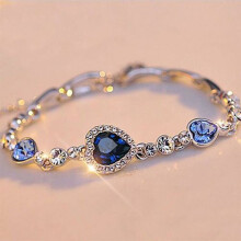 1 pc fashion Heart Bangle Bracelet Gift New Fashion Women Ocean Blue Crystal Rhi