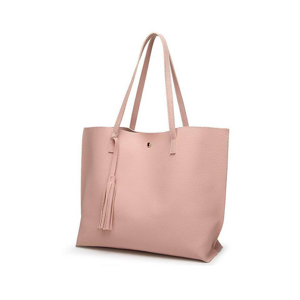 (Pink) Women Shoulder Bag Tote Large Handbag Office Ladies Bags PU Leather