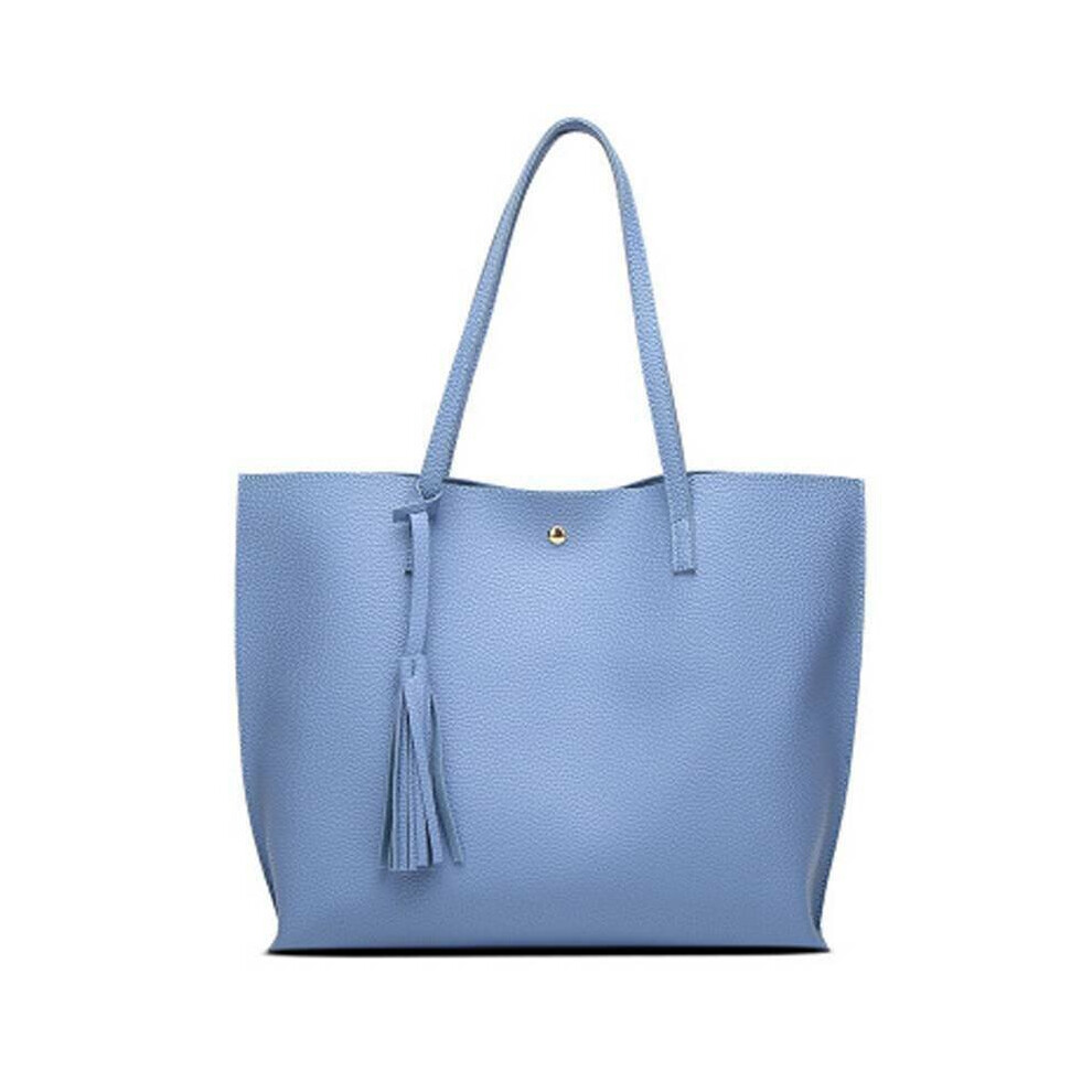 (Blue) Women Shoulder Bag Tote Large Handbag Office Ladies Bags PU Leather