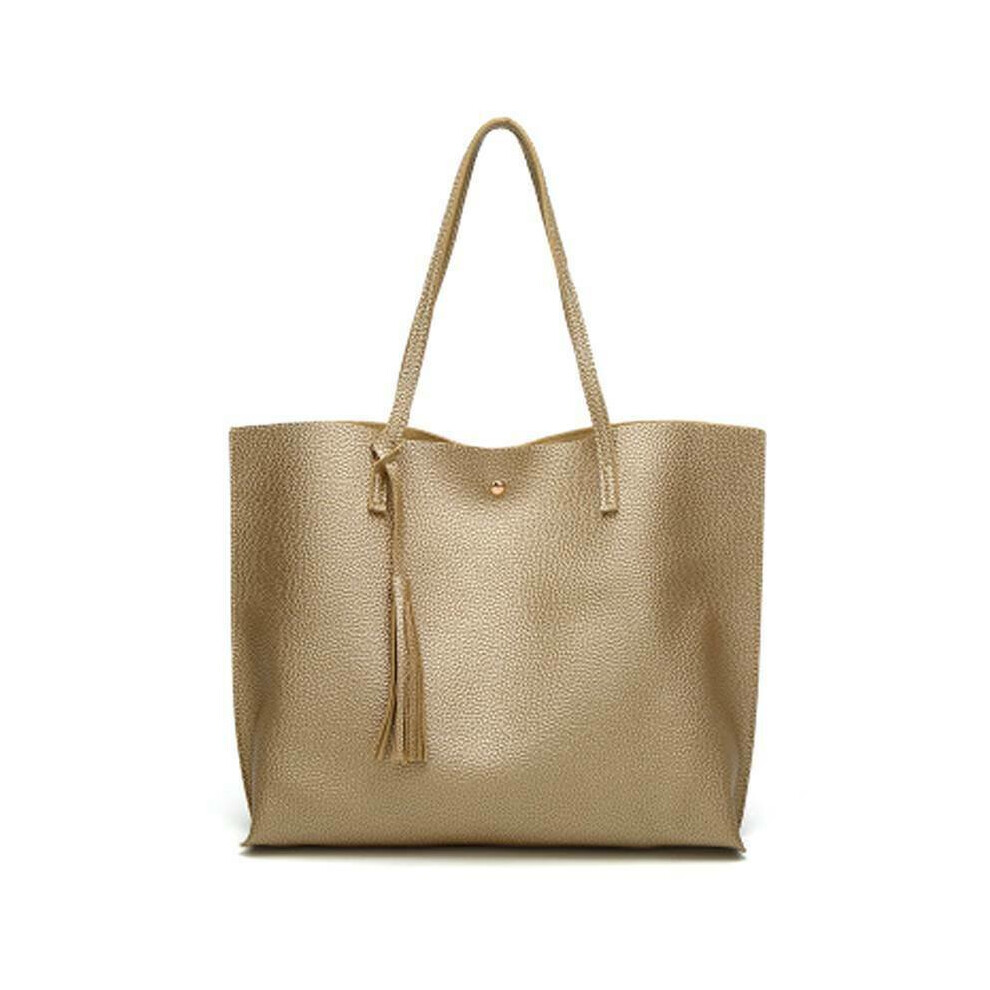 (Gold) Women Shoulder Bag Tote Large Handbag Office Ladies Bags PU Leather