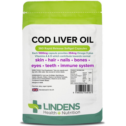 LINDENS Lindens Cod Liver Oil 1000mg Capsules 360 (5187)