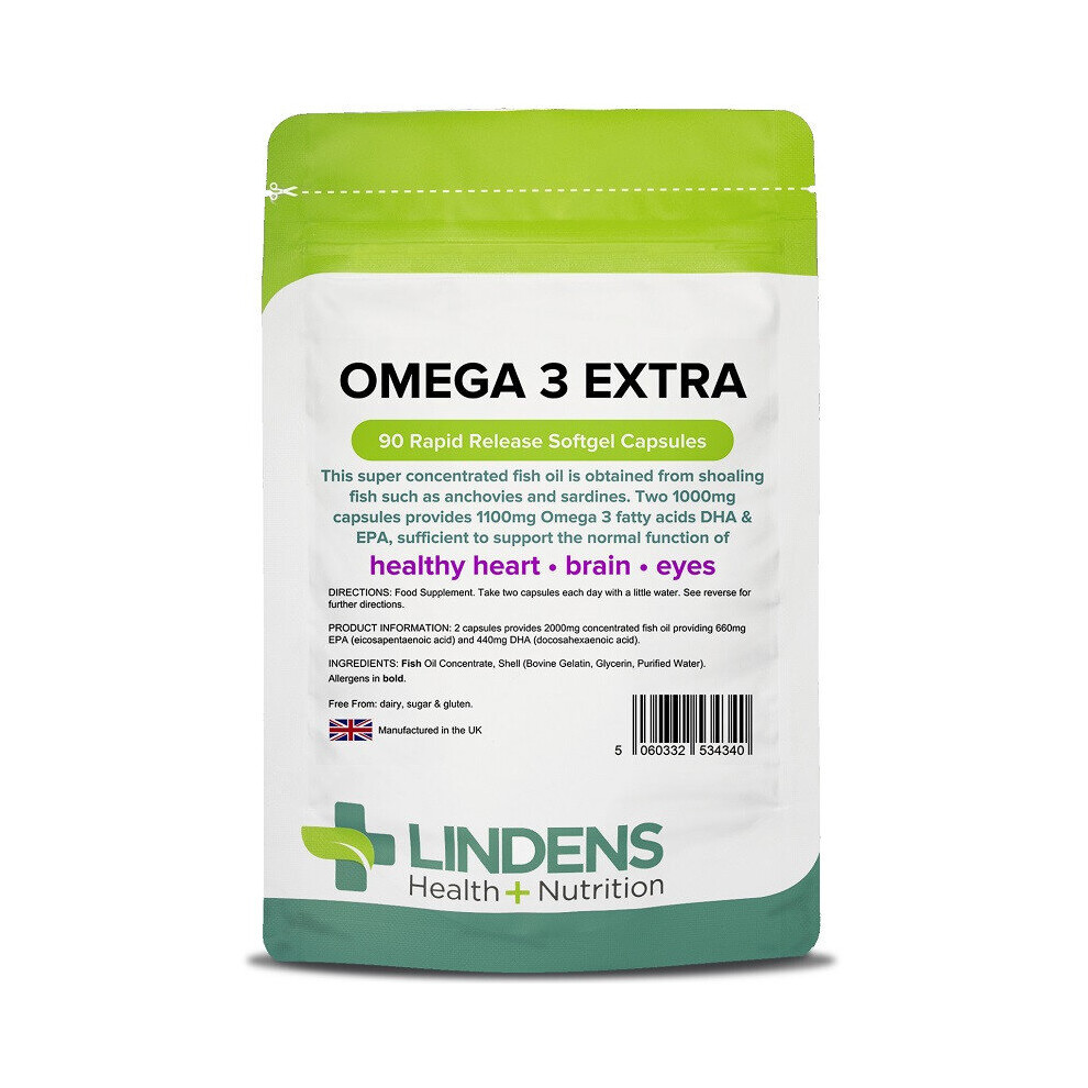 Lindens Omega 3 Fish Oil Extra Capsules 90 (4340)