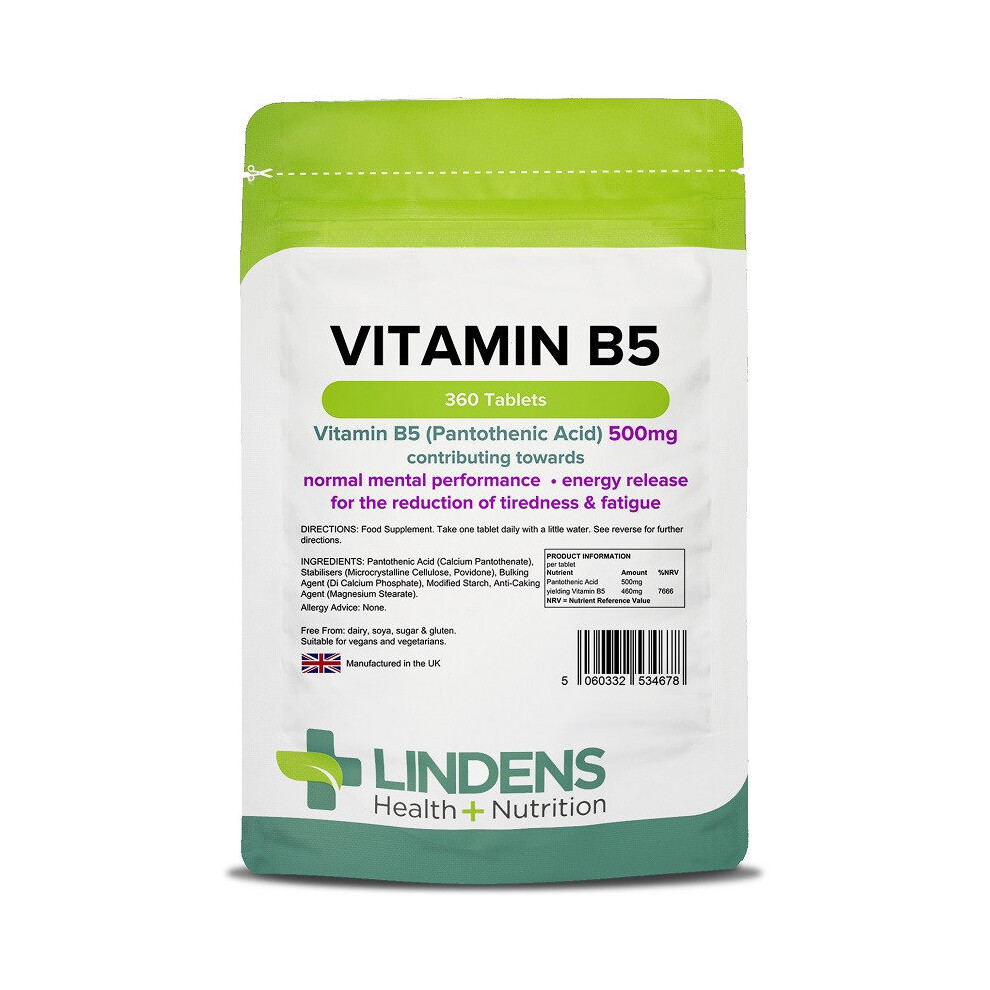 Lindens Vitamin B5 500mg Tablets 360 (4678)