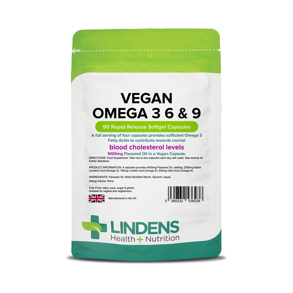 Lindens Vegan Omega 3-6-9 Capsules 90 (6238)