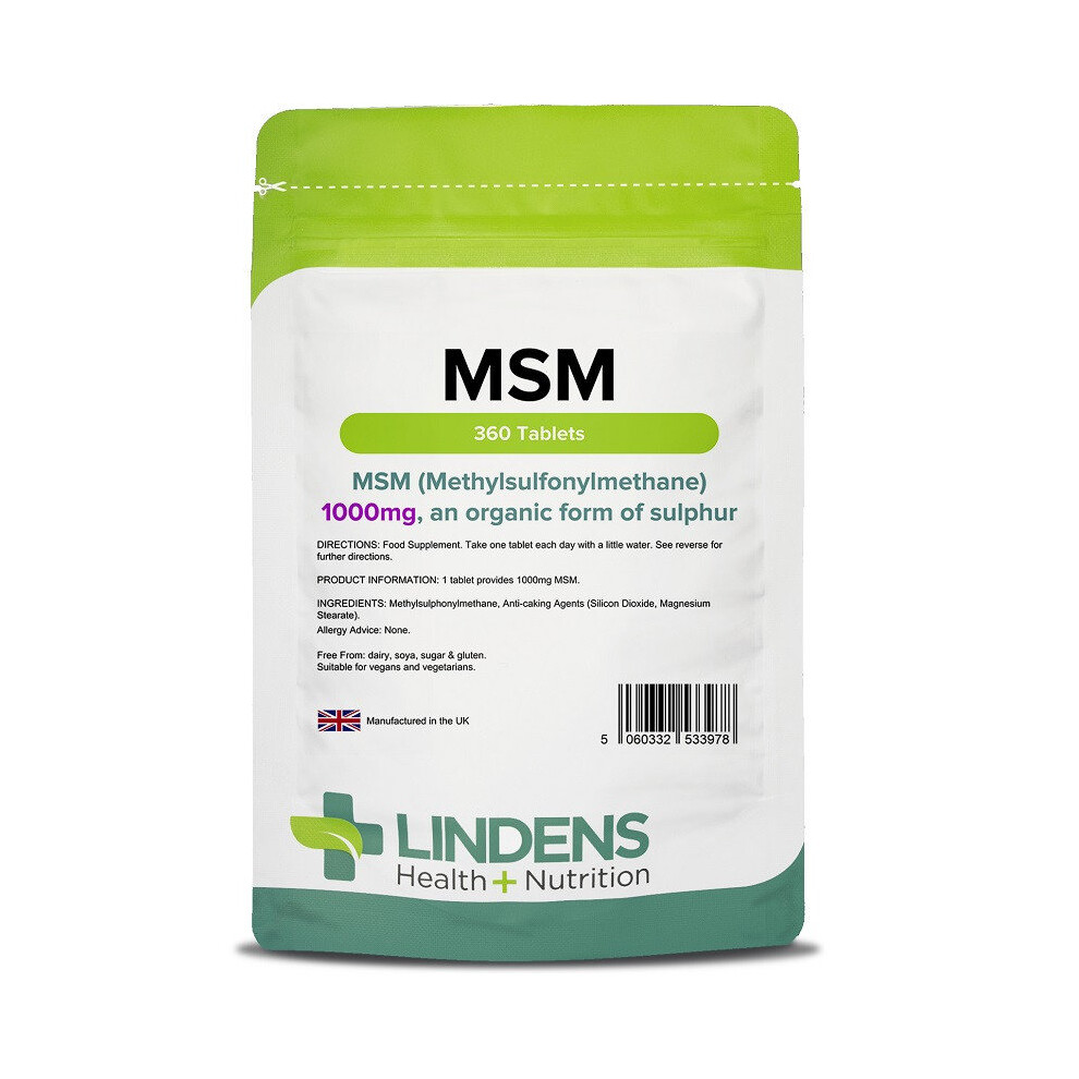 Lindens MSM (methylsulfonylmethane) 1000mg Tablets 360 (3978)