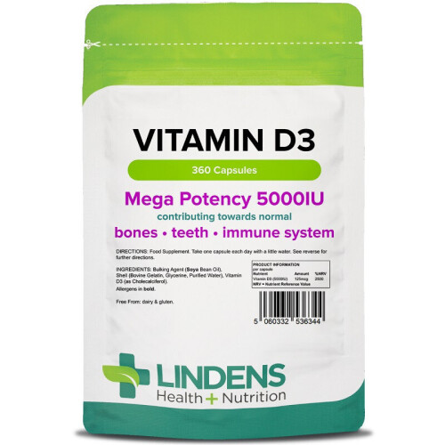 LINDENS Lindens Vitamin D3 5000iu Capsules 360 (6344)