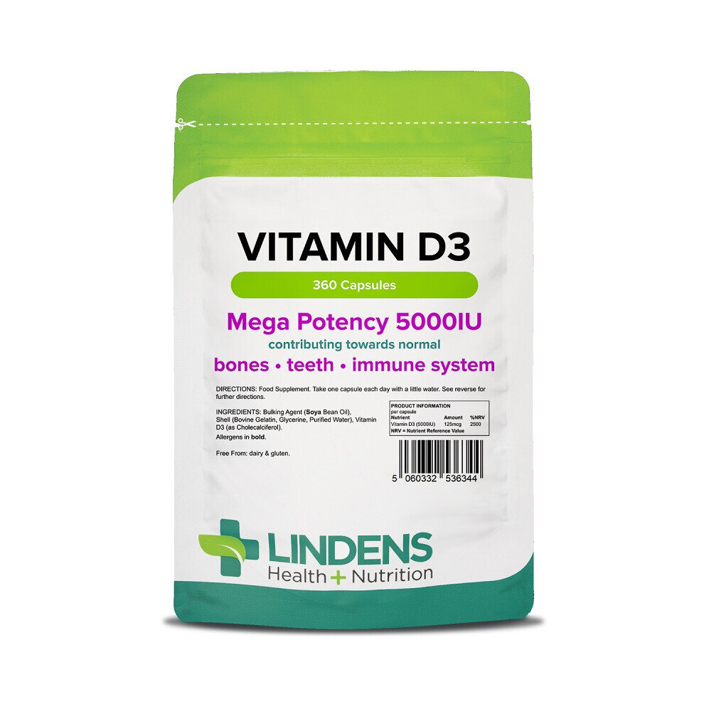 Lindens Vitamin D3 5000iu Capsules 360 (6344)