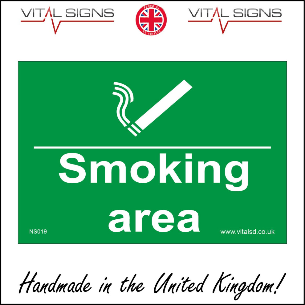 (300 x 200mm - 12 x 8, Dibond / Composite Aluminium) NS019 Smoking Area SIGN shelter room lounge cabin designated smoke free-image-OPC-P5X28Q9-NEW