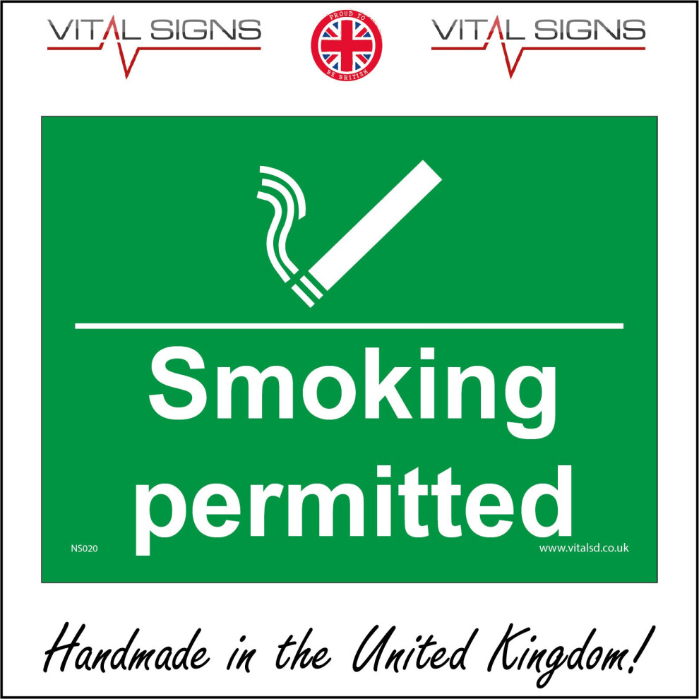 (400 x 300mm - 16 x 12, Sticker / Sav - White Background) NS020 Smoking Permitted SIGN area vaping e cigarettes workplace designated area-image-OPC-P5X2B6N-NEW