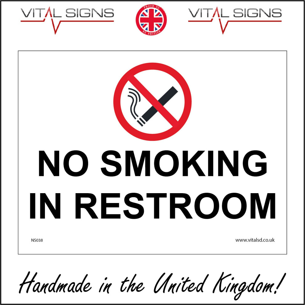 (600 x 450mm - 24 x 18, Dibond / Composite Aluminium) NS038 No Smoking In Restroom SIGN leadies mens room toilets loo wc washroom-image-OPC-P5X2BMF-NEW