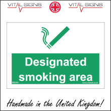(200 x 150mm - 8 x 6, 3mm Standard Foamex Foamboard) NS045 Designated Smoking Area SIGN shelter permitted allowed pub restaurant