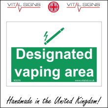 (300 x 200mm - 12 x 8, Sticker / Sav - White Background) NS076 Designated Vaping Area E Cigarettes Vape Space Zone Shelter Outdoor Sign