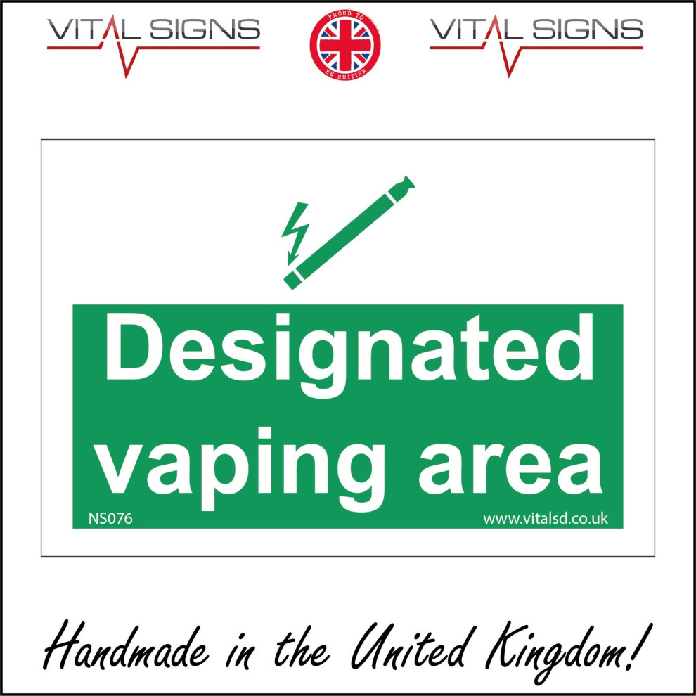 (400 x 300mm - 16 x 12, Sticker / Sav - White Background) NS076 Designated Vaping Area E Cigarettes Vape Space Zone Shelter Outdoor Sign-image-OPC-P5X2DCK-NEW