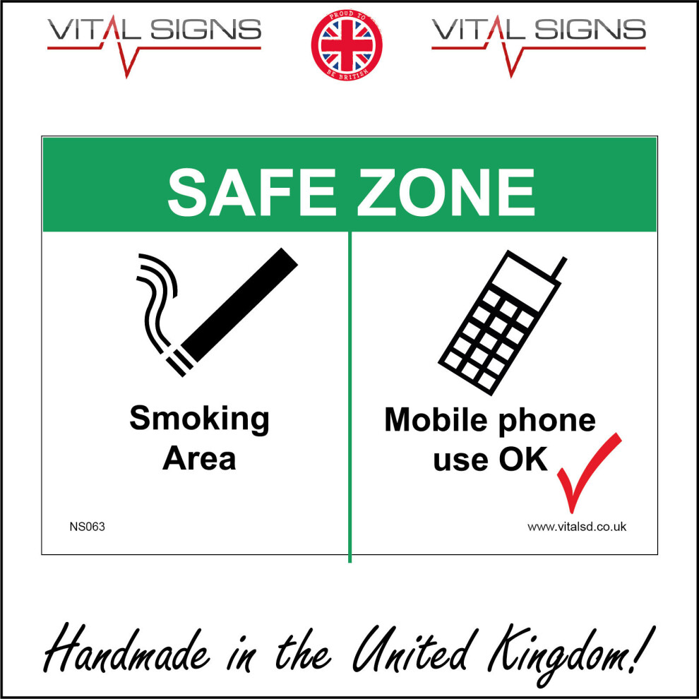 (150 x 100mm - 6 x 4, 10mm Extra Heavy Duty Foamex Foamboard) NS063 Safe Zone Smoking Area Mobile Phone Use OK SIGN airport train station-image-OPC-P5X2FJC-NEW