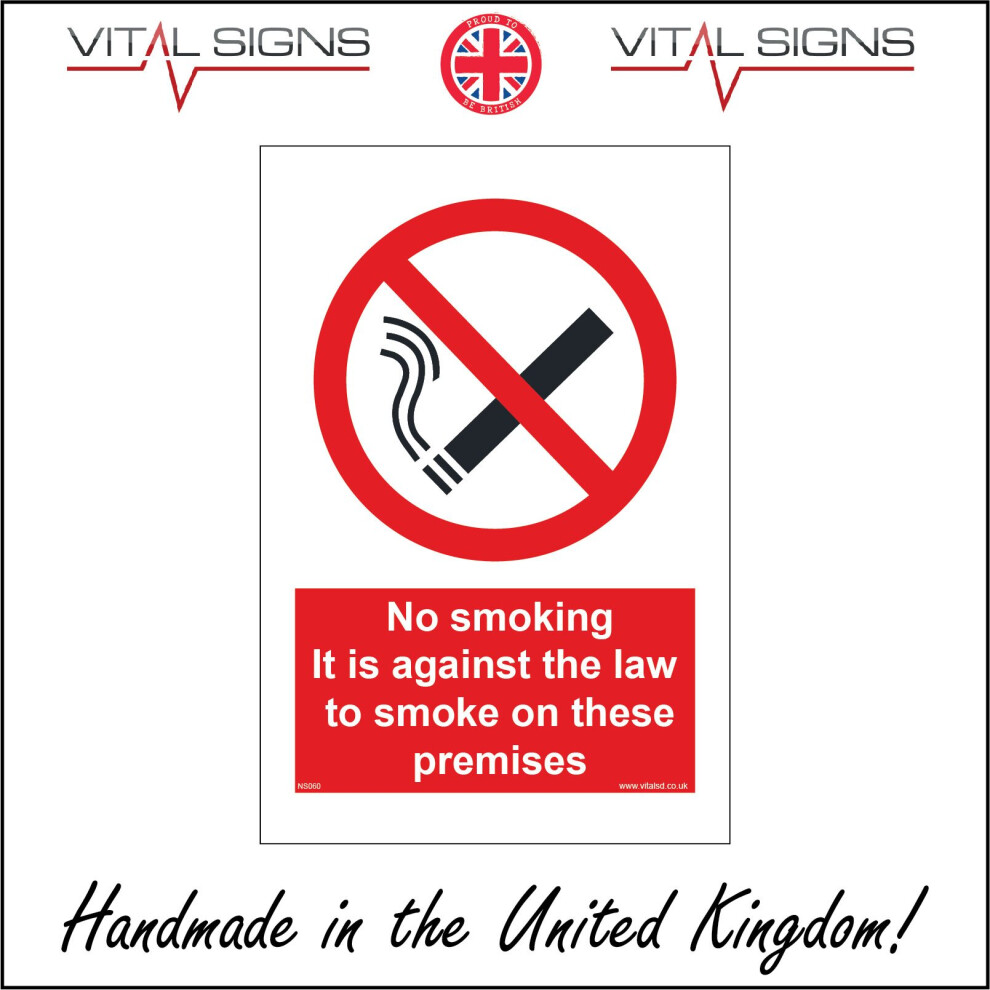 (200 x 300mm - 8 x 12, 1mm Pvc Foamex) NS060 No Smoking It Is Against The Law To Smoke On These Premises SIGN-image-OPC-P5X2FRJ-NEW