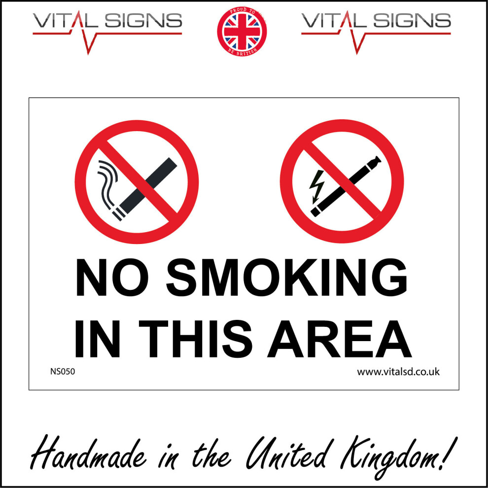 (300 x 200mm - 12 x 8, Magnetic - Vehicle Grade) NS050 No Smoking In This Area SIGN canteen diner coffee shop cafe restaurant