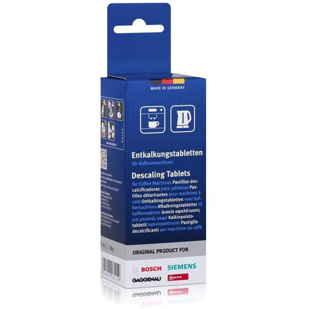 Bosch Decalcifying Tablets for Coffee Machines, 6 Tablets 00311864