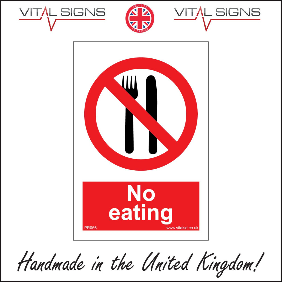 (400 x 600mm - 16 x 24, Dibond / Composite Aluminium) PR056 No Eating SIGN work space meeting rooms offices manufacturing areas-image-OPC-P5X2PCV-NEW