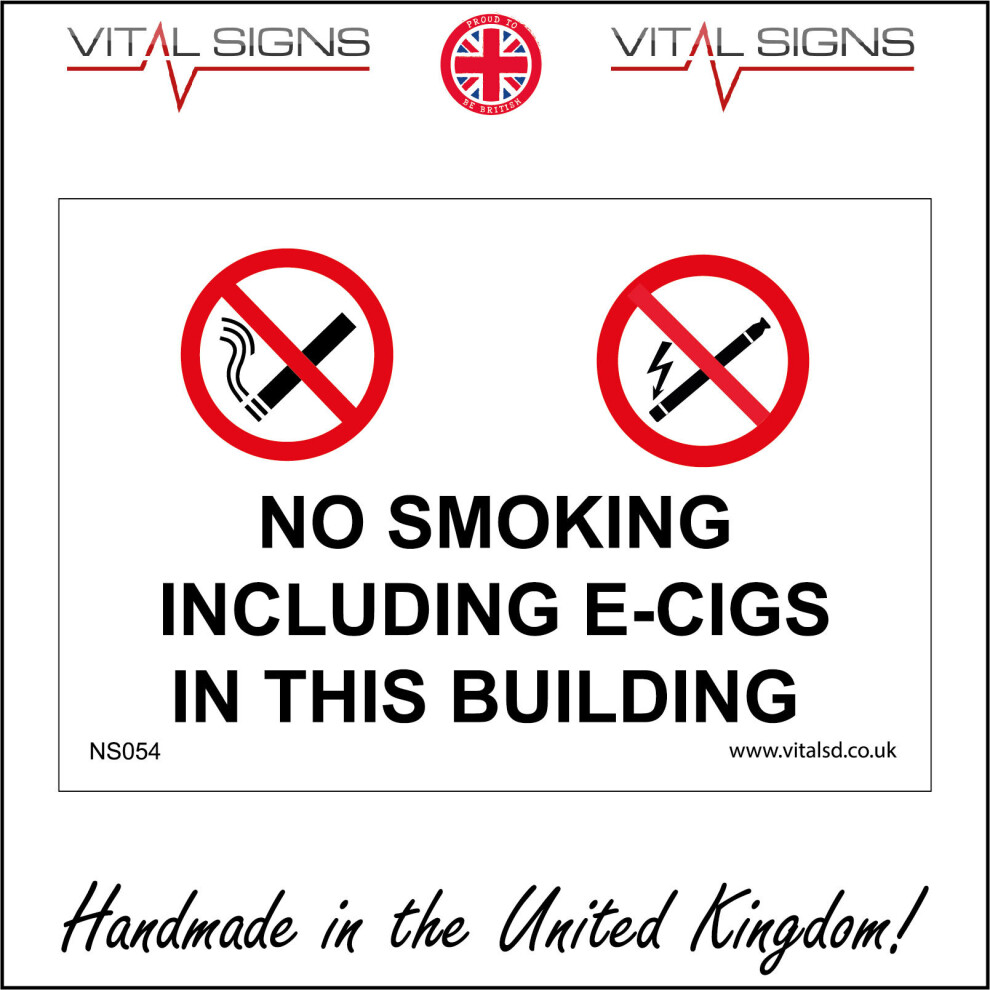 (150 x 100mm - 6 x 4, 10mm Extra Heavy Duty Foamex Foamboard) NS054 No Smoking Including E-Cigs In This Building SIGN vaping electronic public-image-OPC-P5X2D2R-NEW