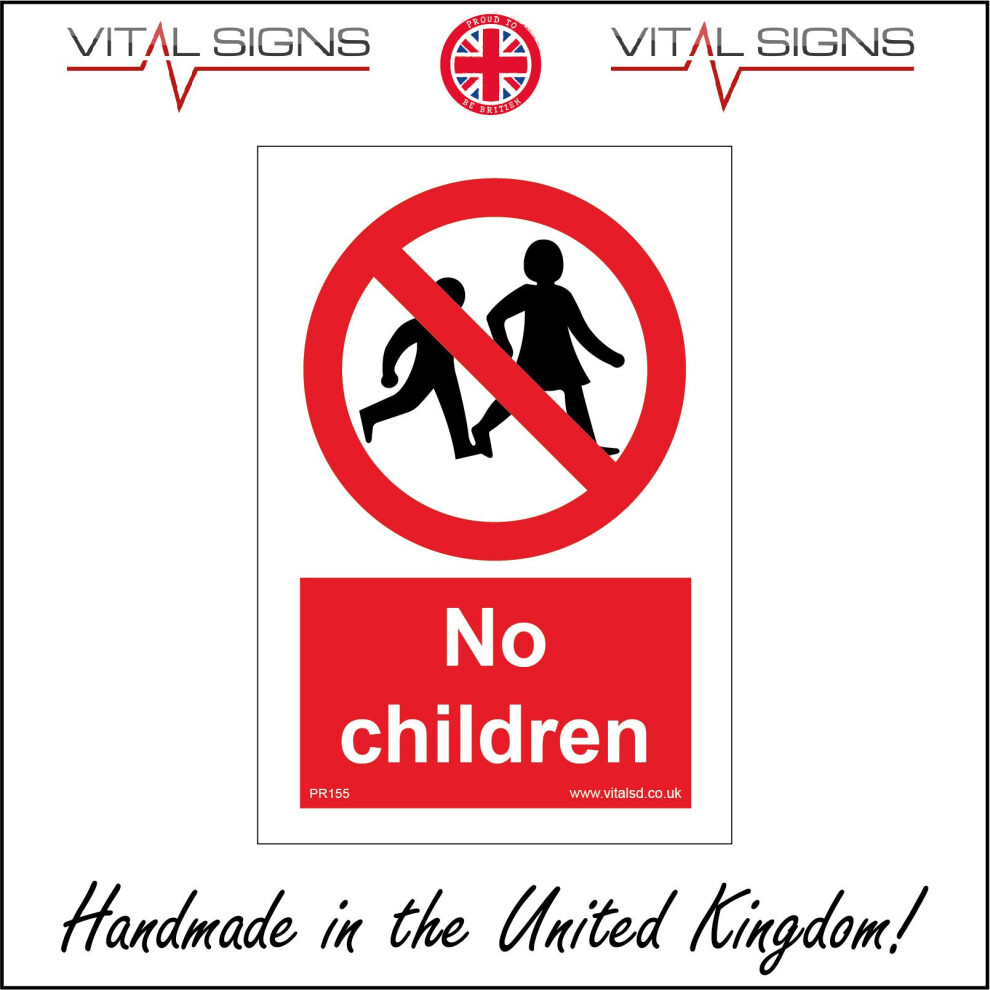 (400 x 600mm - 16 x 24, Dibond / Composite Aluminium) PR155 No Children SIGN construction building site staff visitors not play area-image-OPC-P5X5BDW-NEW