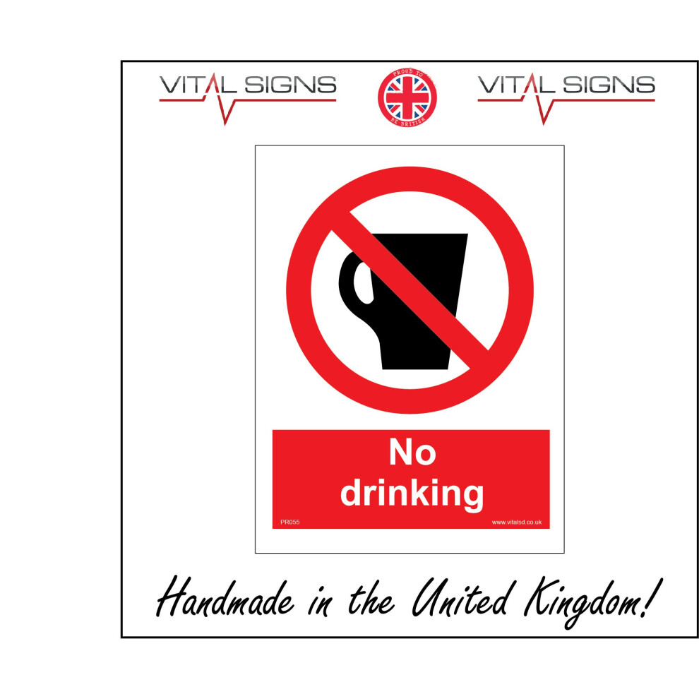 (150 x 200mm - 6 x 8, Sticker / Sav - White Background) PR055 No Drinking SIGN libraries surgery dentist drink forbidden visitors banned-image-OPC-P5X5C2J-NEW