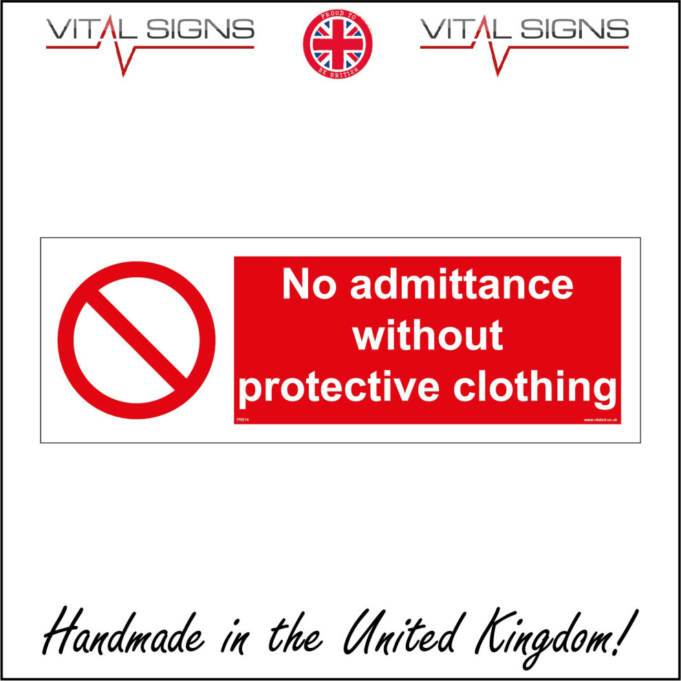 (150 x 50mm - 6 x 2, Dibond / Composite Aluminium) PR014 No Admittance Without Protective Clothing SIGN warehouse factory site PPE-image-OPC-P5X5DTJ-NEW