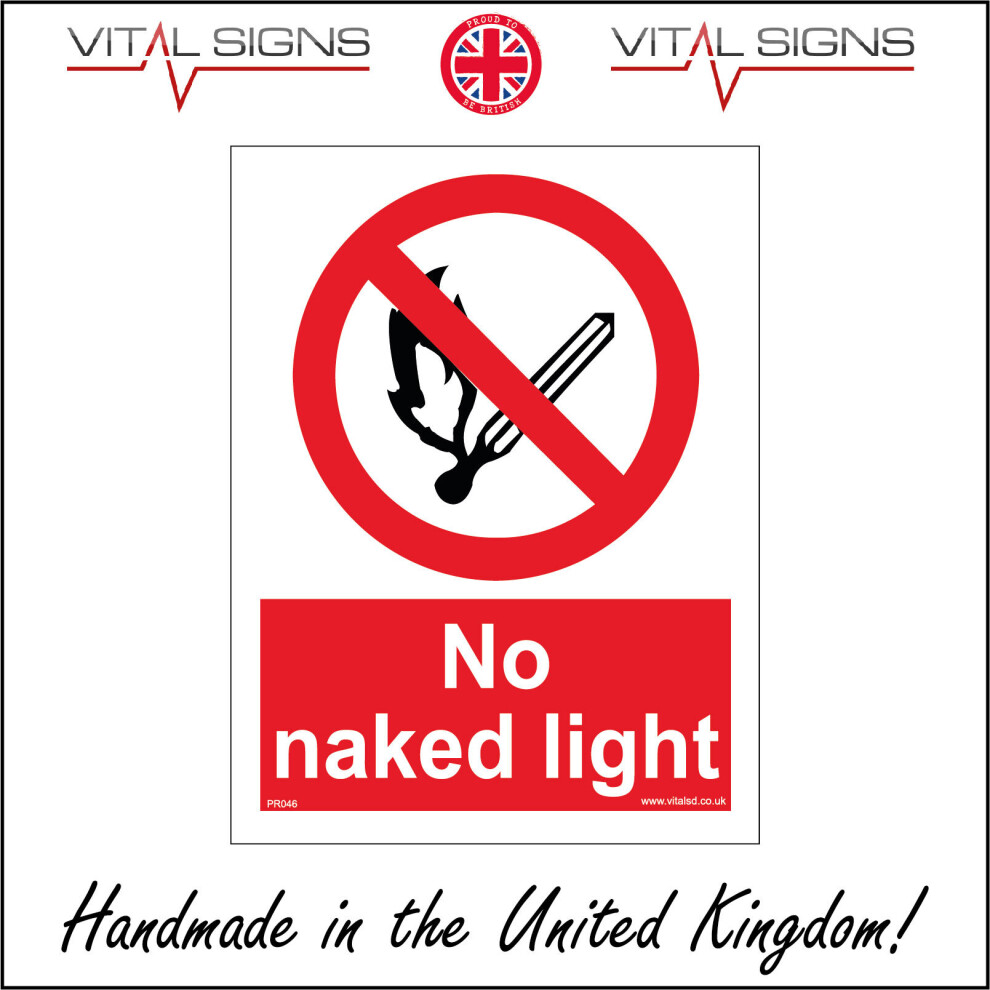 (400 x 600mm - 16 x 24, Dibond / Composite Aluminium) PR046 No Naked Light SIGN garage forecourt petrol pumps danger visitors staff-image-OPC-P5X5F9N-NEW