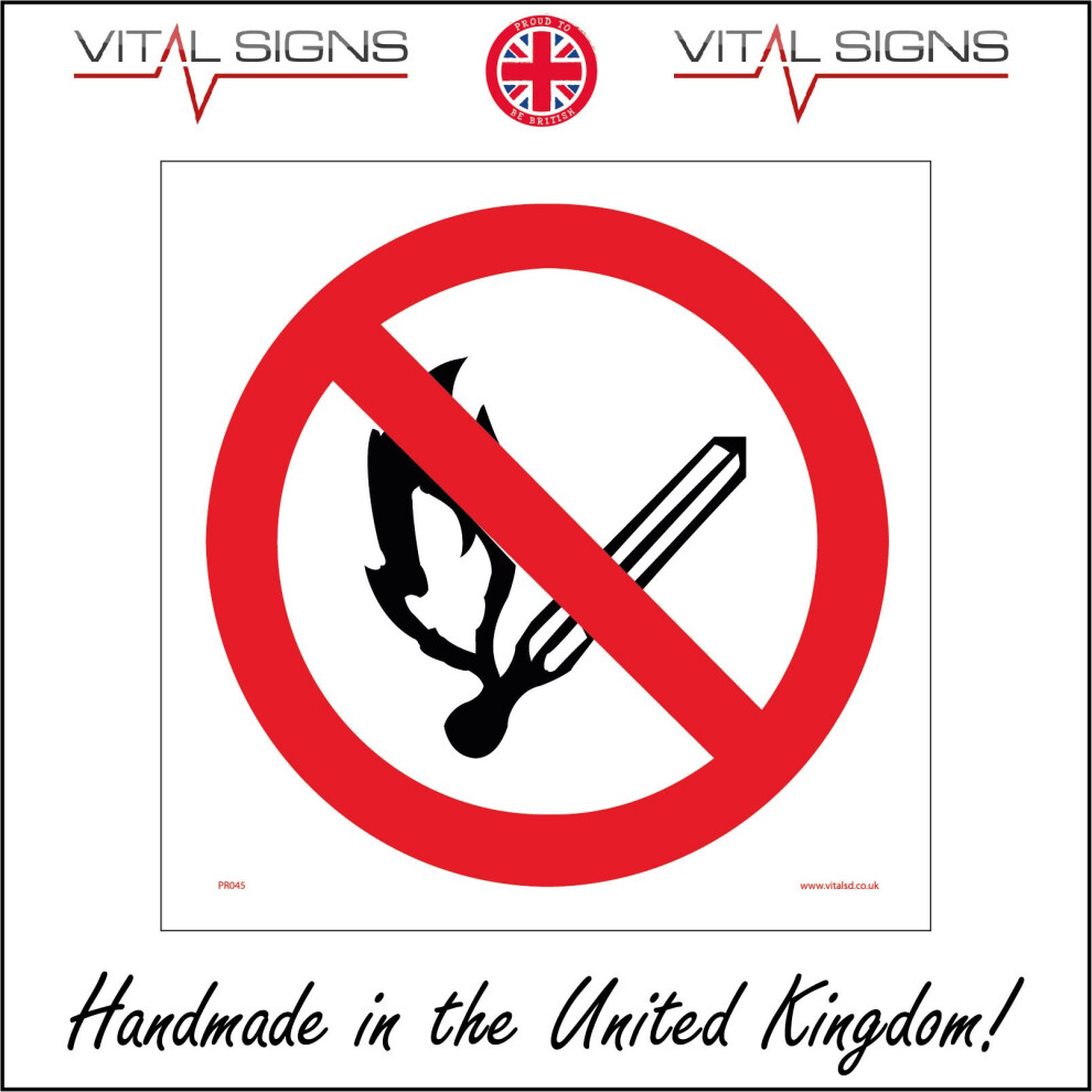 (100 x 100mm - 4 x 4, Sticker / Sav - White Background) PR045 No Naked Light SIGN employees visitors public danger factory garage petrol-image-OPC-P5X5FQB-NEW