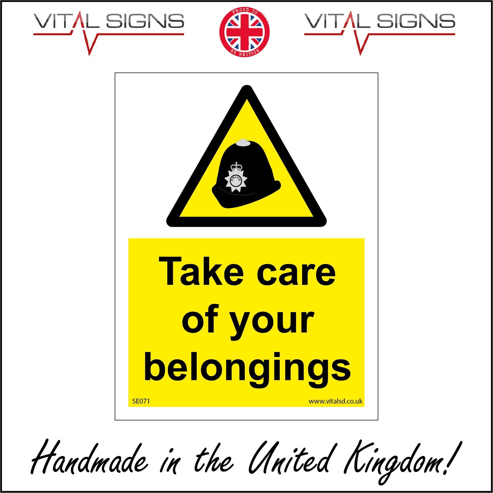 Valuable Keeping Sign (450 x 600mm - 18 x 24, Dibond / Composite Aluminium) SE071 Take Care ...