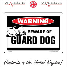 (150 x 100mm - 6 x 4, Sticker / Sav - White Background) SE028 Warning Beware Guard Dog SIGN defend attack bark bite growl intruders