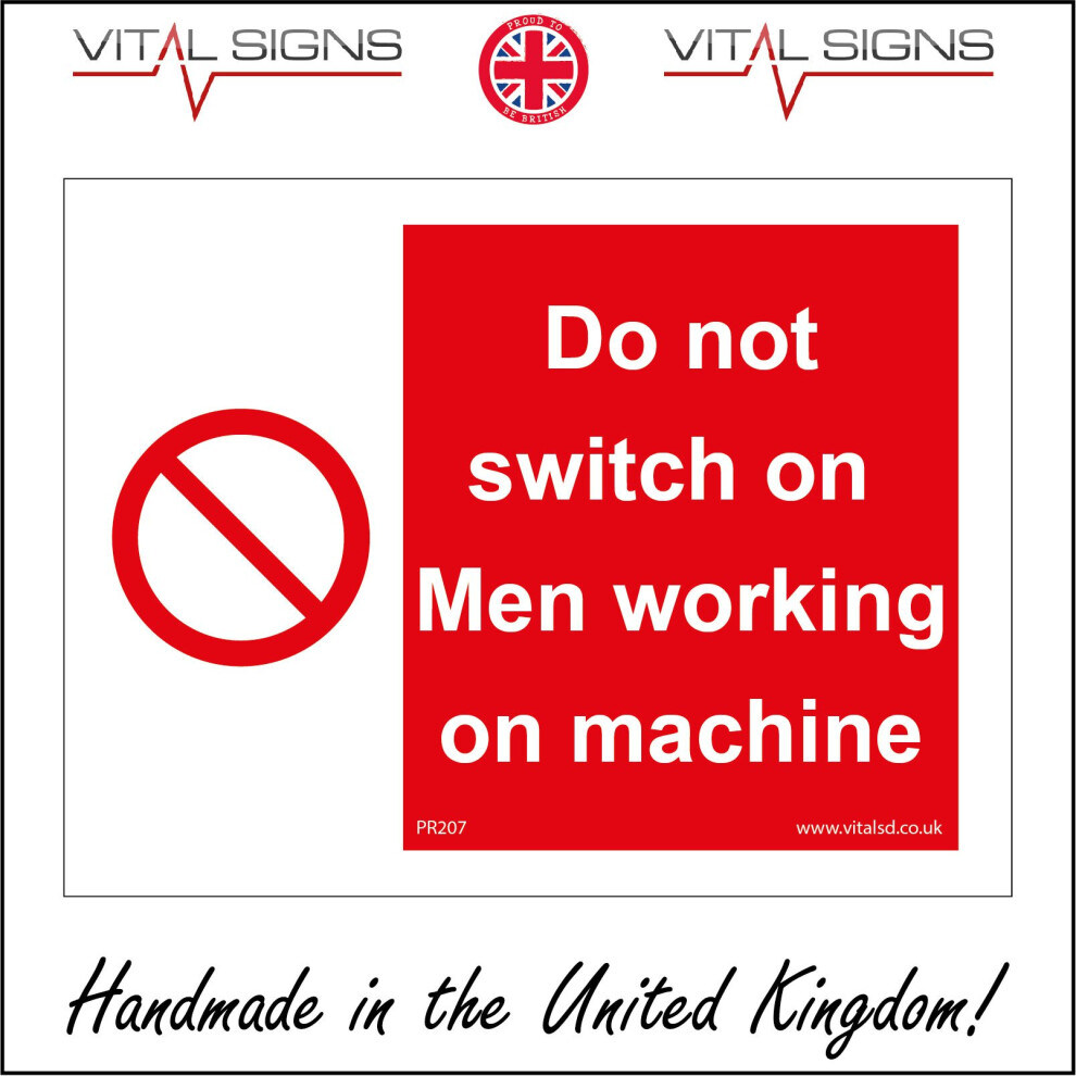 (600 x 400mm - 24 x 16, Dibond / Composite Aluminium) PR207 Do Not Switch On Men Working On Machine SIGN electrical sockets mend-image-OPC-P5X5DDN-NEW