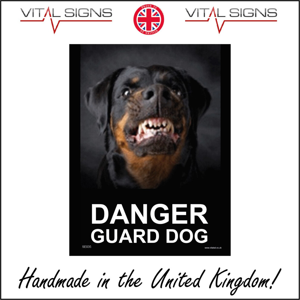 (100 x 150mm - 4 x 6, Magnetic - Vehicle Grade) SE035 Danger Guard Dog SIGN watch defend property attack growl intruder alarm-image-OPC-P5X5T8B-NEW