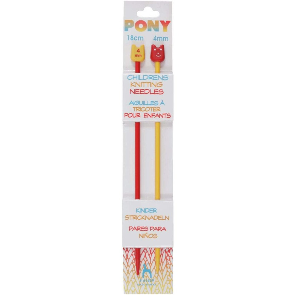 Pony Childrens Knitting Needles Plastic Single Ended 18cm x 4.00mm