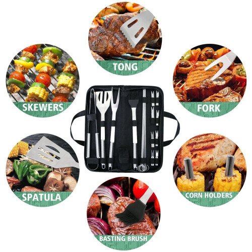 20Pcs Barbecue Tool, Stainless Steel BBQ Tools Sets BBQ Grill Tool Kit 2