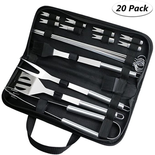 20Pcs Barbecue Tool, Stainless Steel BBQ Tools Sets BBQ Grill Tool Kit