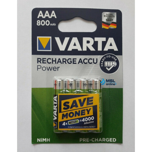 Varta VARTA Rechargeable AAA Batteries (Pack of 4)