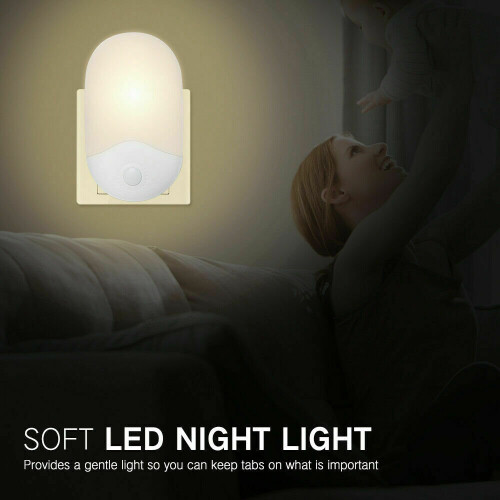 Automatic 2 LED Sensor Night Light Wall Plug In Warm Dusk to Dawn 2